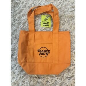 Trader Joe's Mini Trick Or Treat Canvas Tote Bag ORANGE HALLOWEEN RARE FAST SHIP